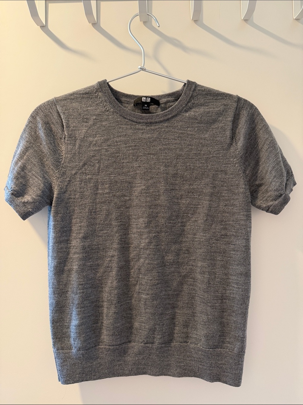 Uniqlo Women's Grey Short-Sleeve Knit Tee